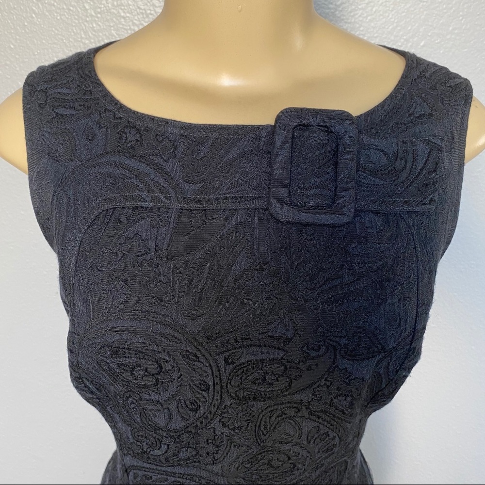 DAVID MEISTER black paisley work dress